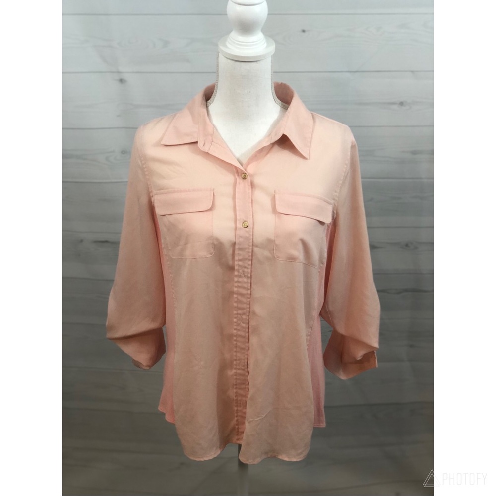 Calvin Klein Ballerina Pink Button Up Top M
